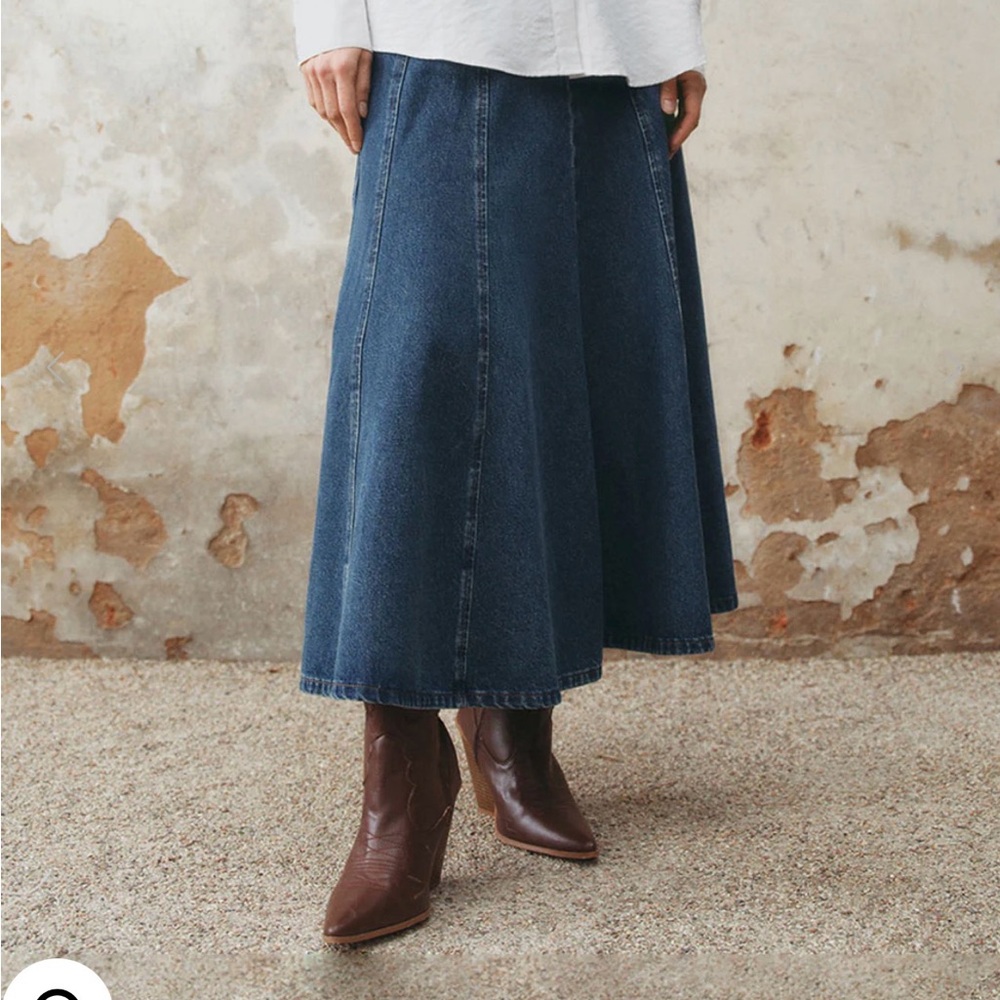 Classic Denim Maxi Skirt - Dark Blue